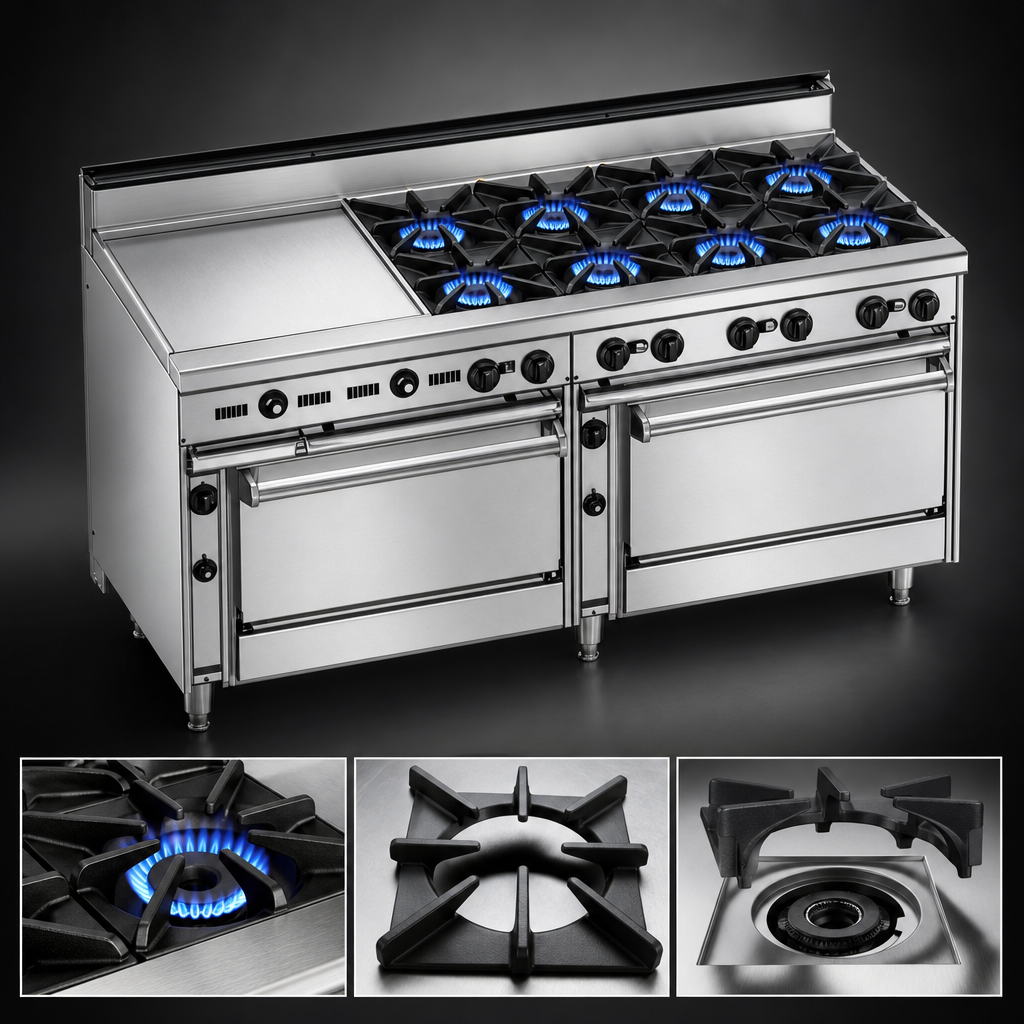 Eight High-Output Open Burners