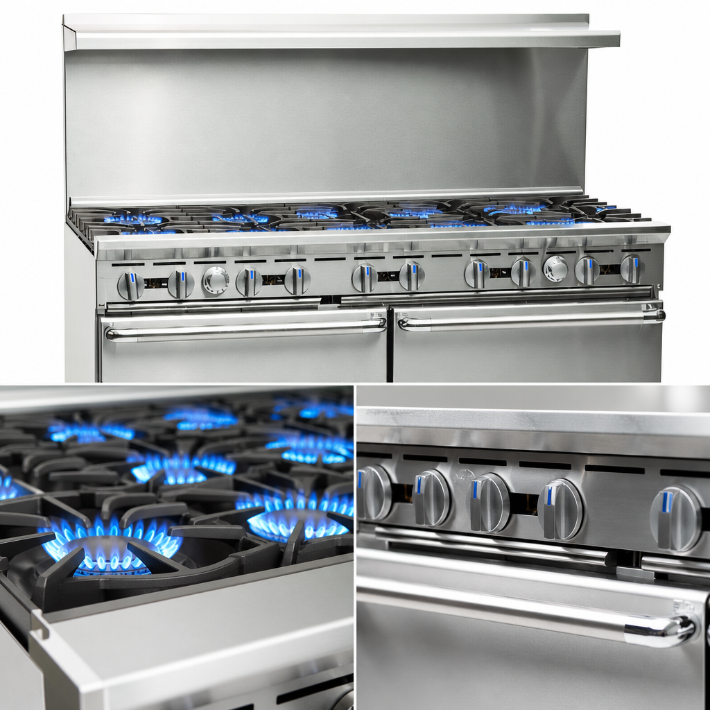 10 Open Burners with Pilot Lights