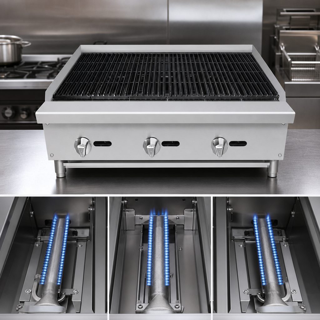 Three Stainless Steel Burners