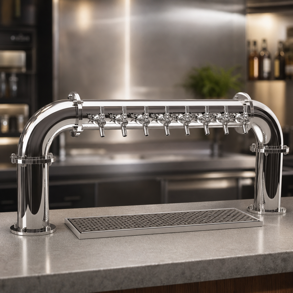 Eight Stainless Steel Faucets