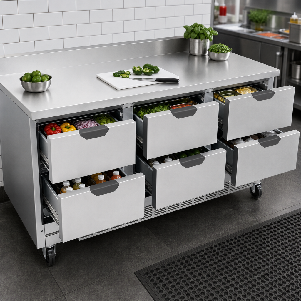 Three-Section, Six-Drawer Layout