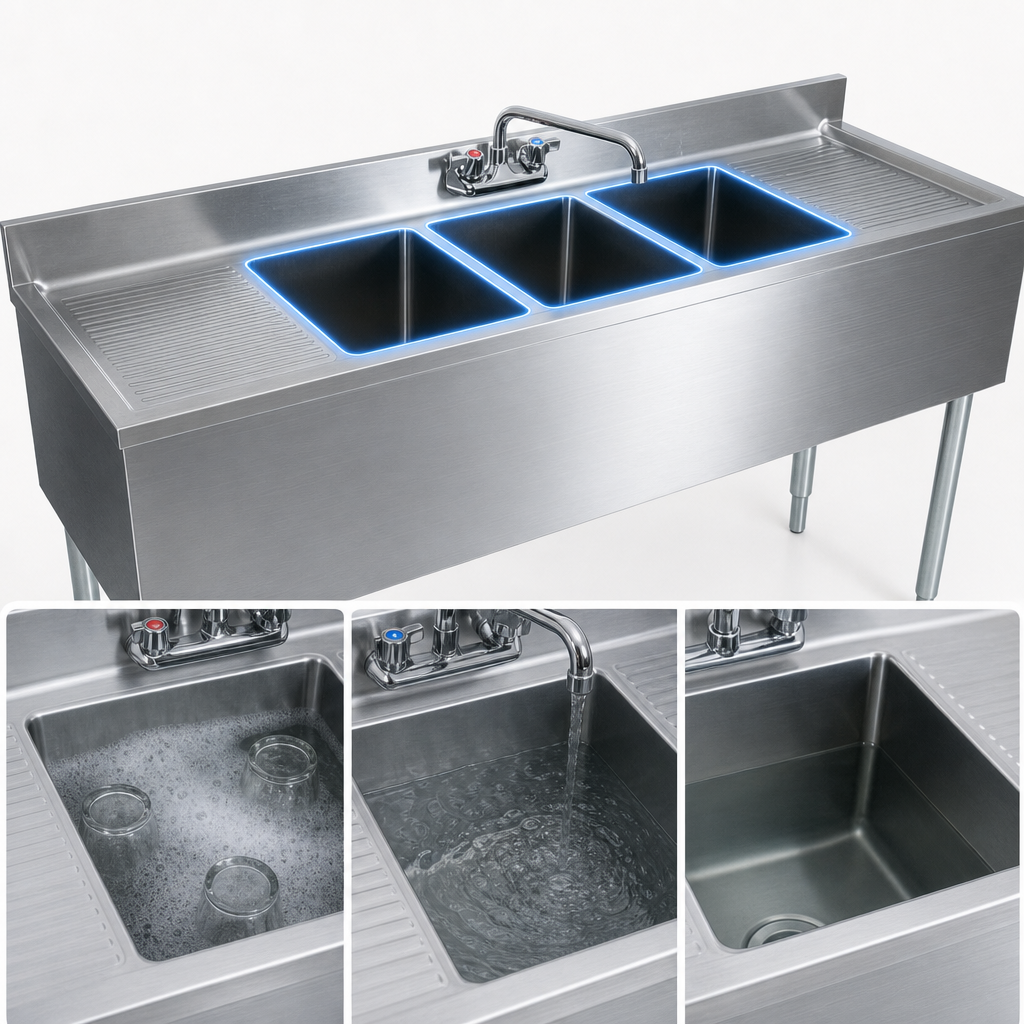 Three Sink Compartments