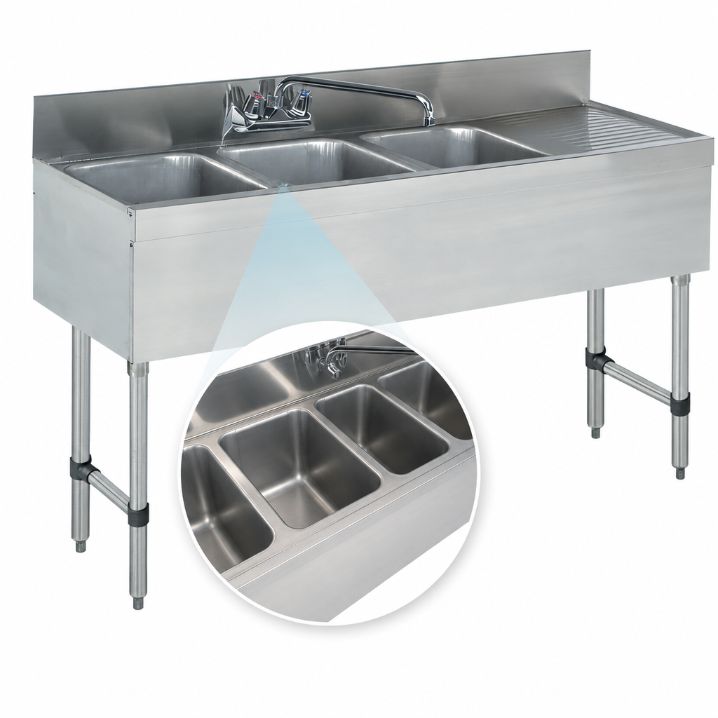Three Deep Drawn Sink Bowls