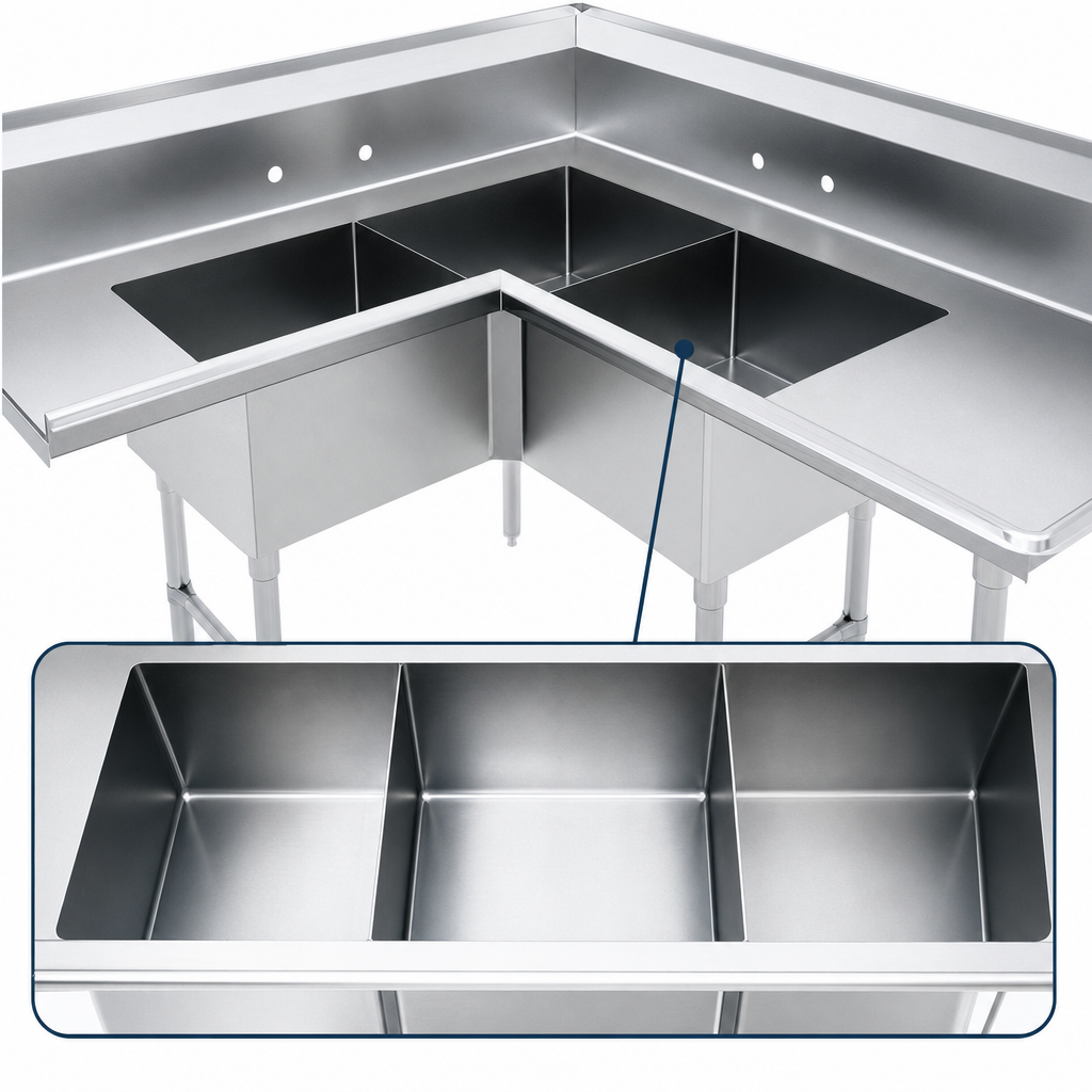 Three Fabricated Sink Bowls