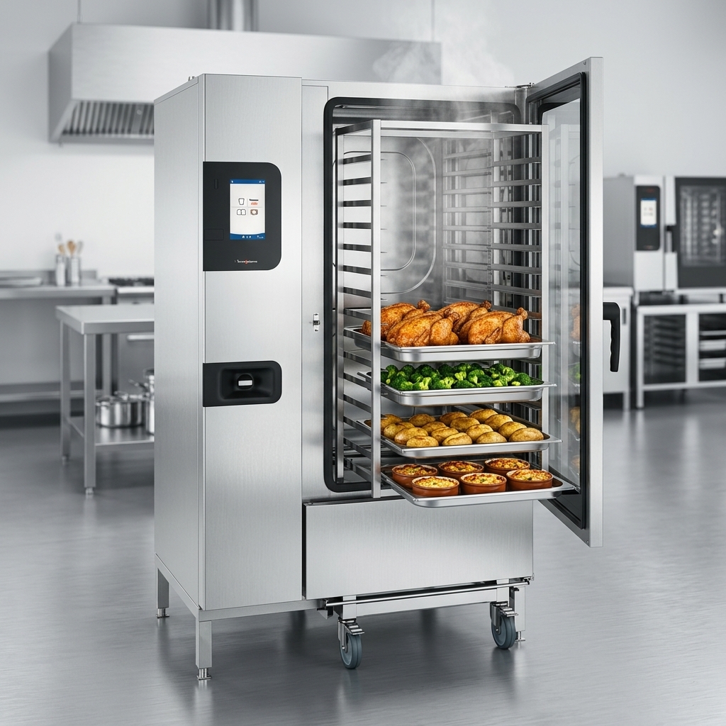 Experience the Convotherm combi oven's power to create diverse menus, utilizing its multiple cooking modes for perfect hot air, steam, combi-steam, and retherm results.