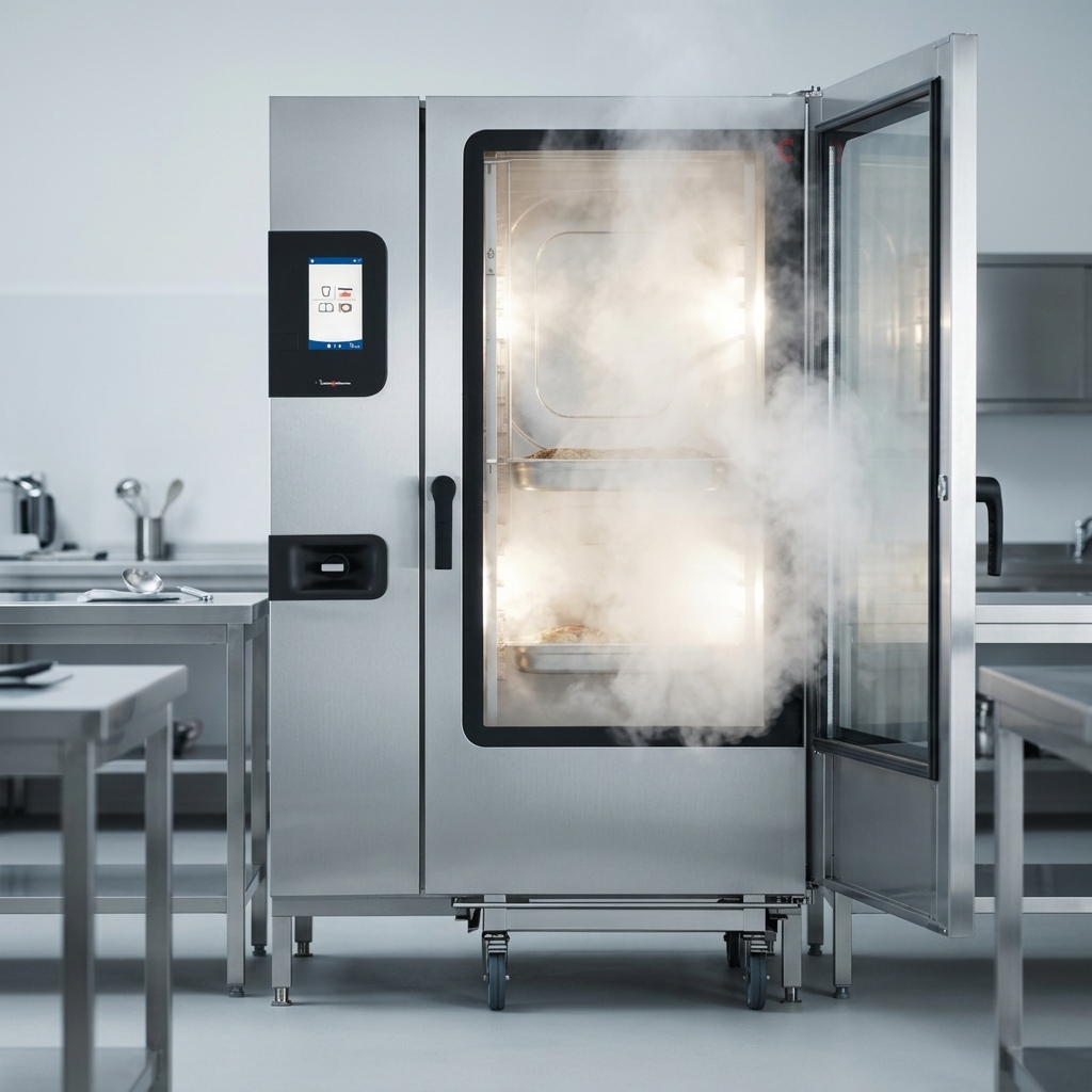 Witness the consistent, powerful steam generation of this oven's innovative boilerless system.