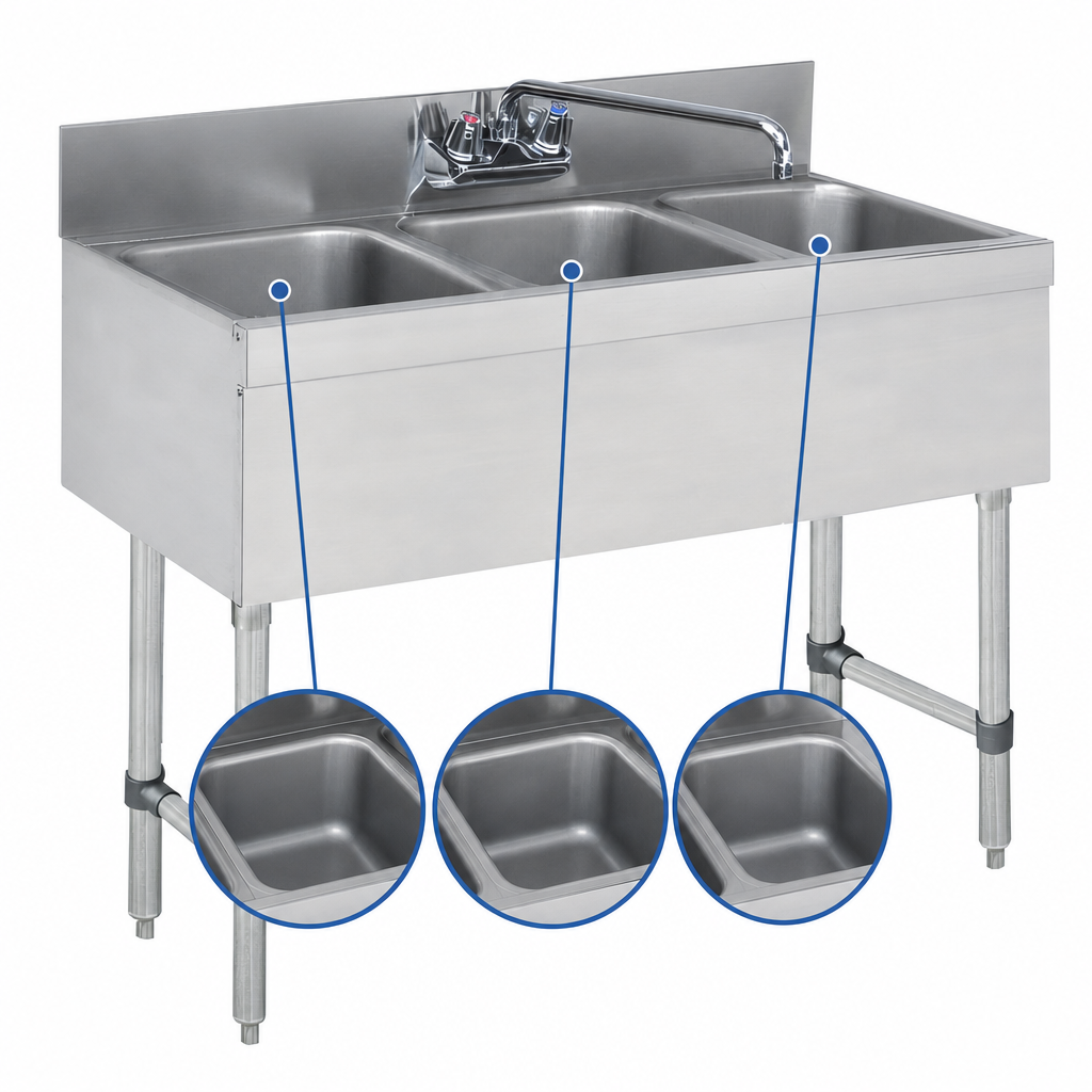 Three Sink Compartments