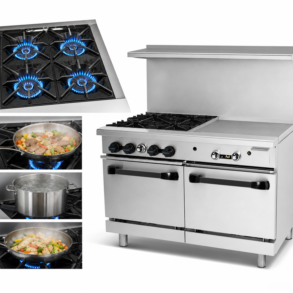 Four 32,000 BTU Open Burners
