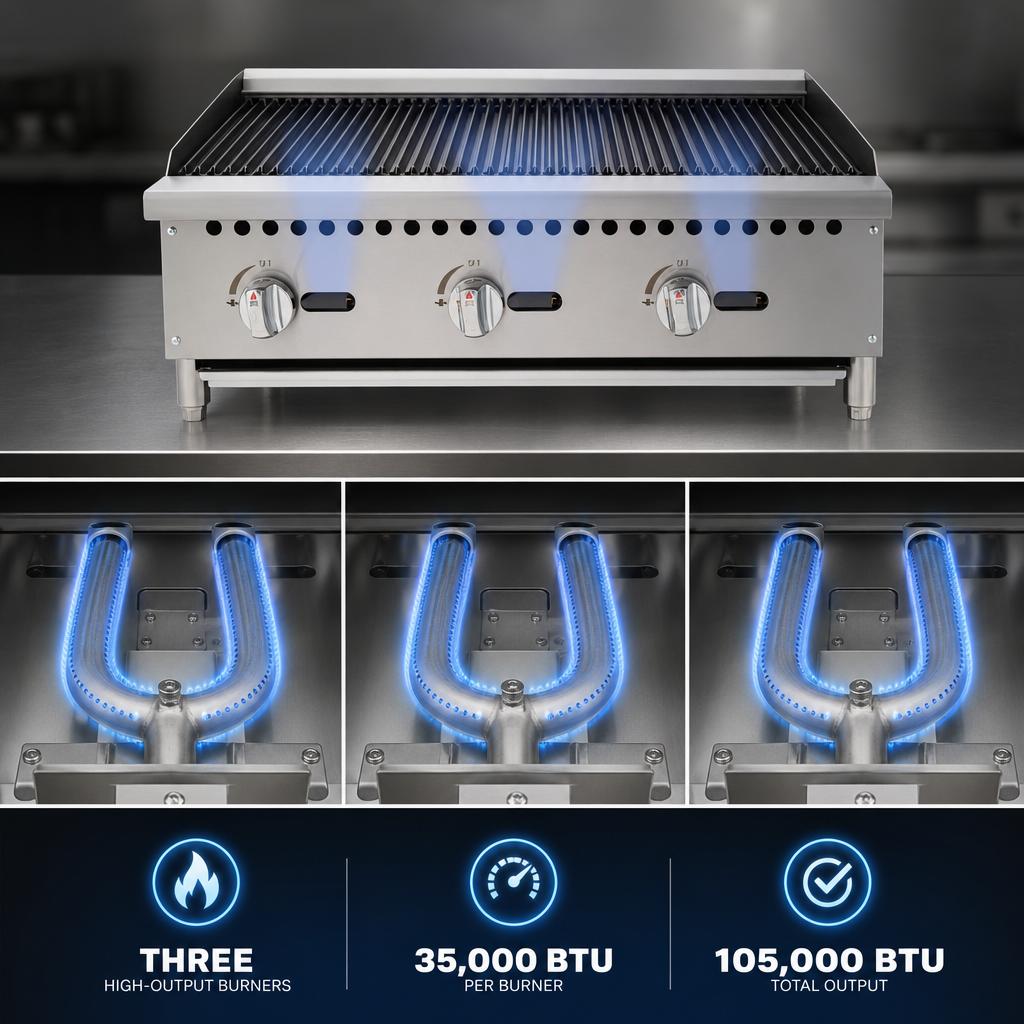 Three High-Output Burners