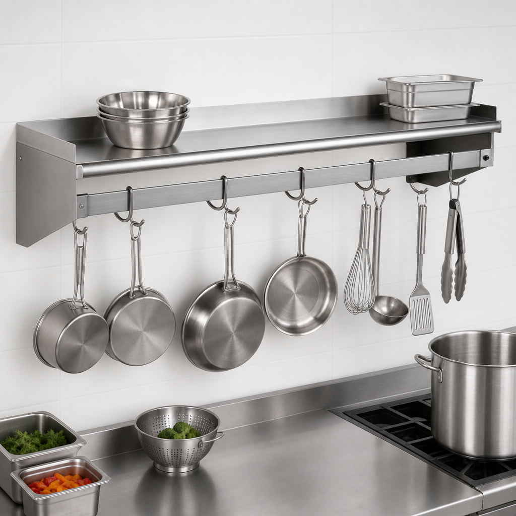 Wall-Mounted Pot Rack Shelf