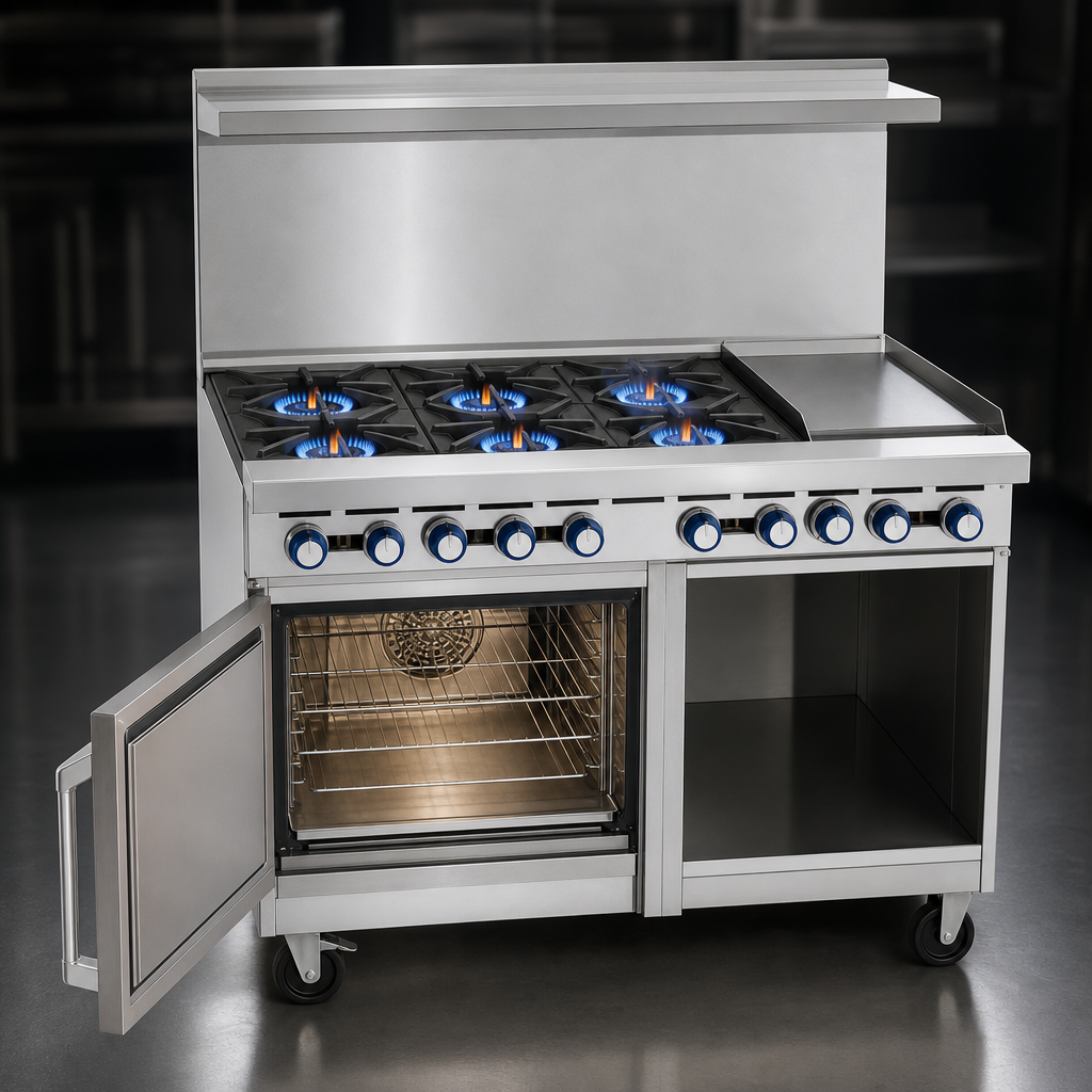 Six Open Burners with Pilot Lights