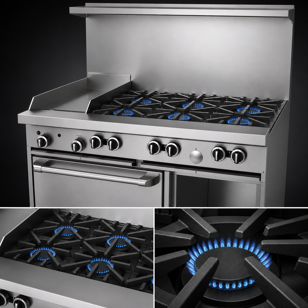 Six High-Output Open Burners
