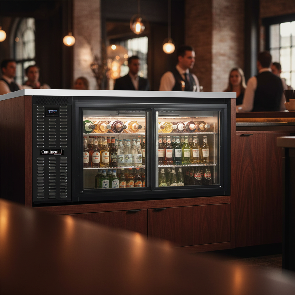 Experience optimal space utilization with this pass-thru back bar cooler featuring a front-breathing refrigeration system for tight installations.