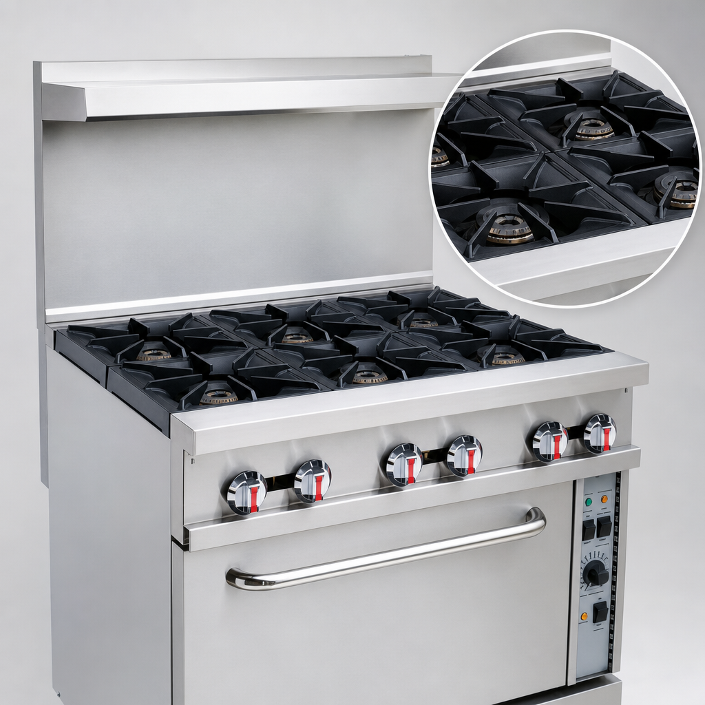 Six Open Top Burners