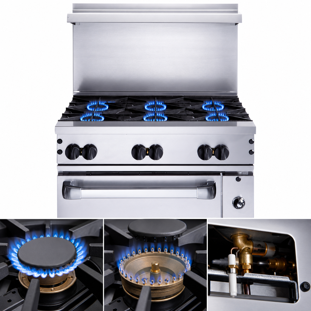 Six 30,000 BTU Open Burners