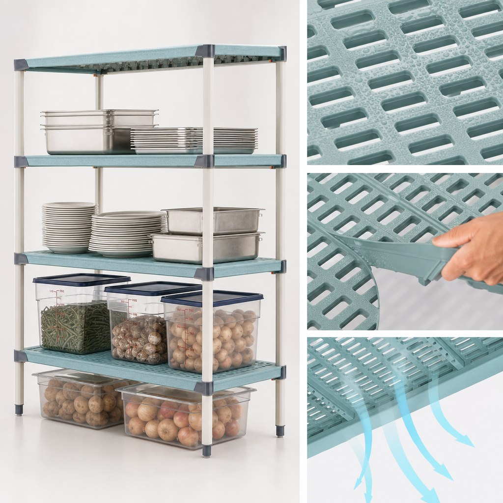 Open-Grid Polymer Shelf Mats