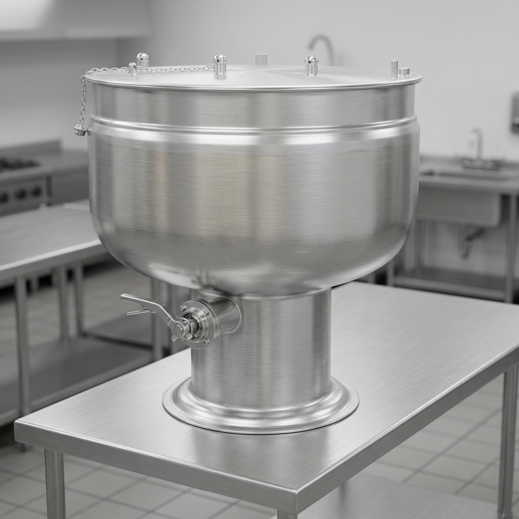 This image highlights the exceptional durability and professional appearance of the kettle's high-quality, satin-finish stainless steel construction.