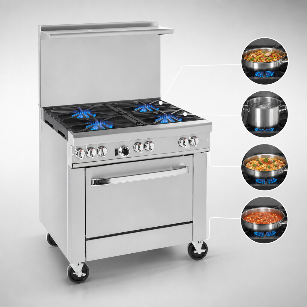Four Non-Clog Open Burners