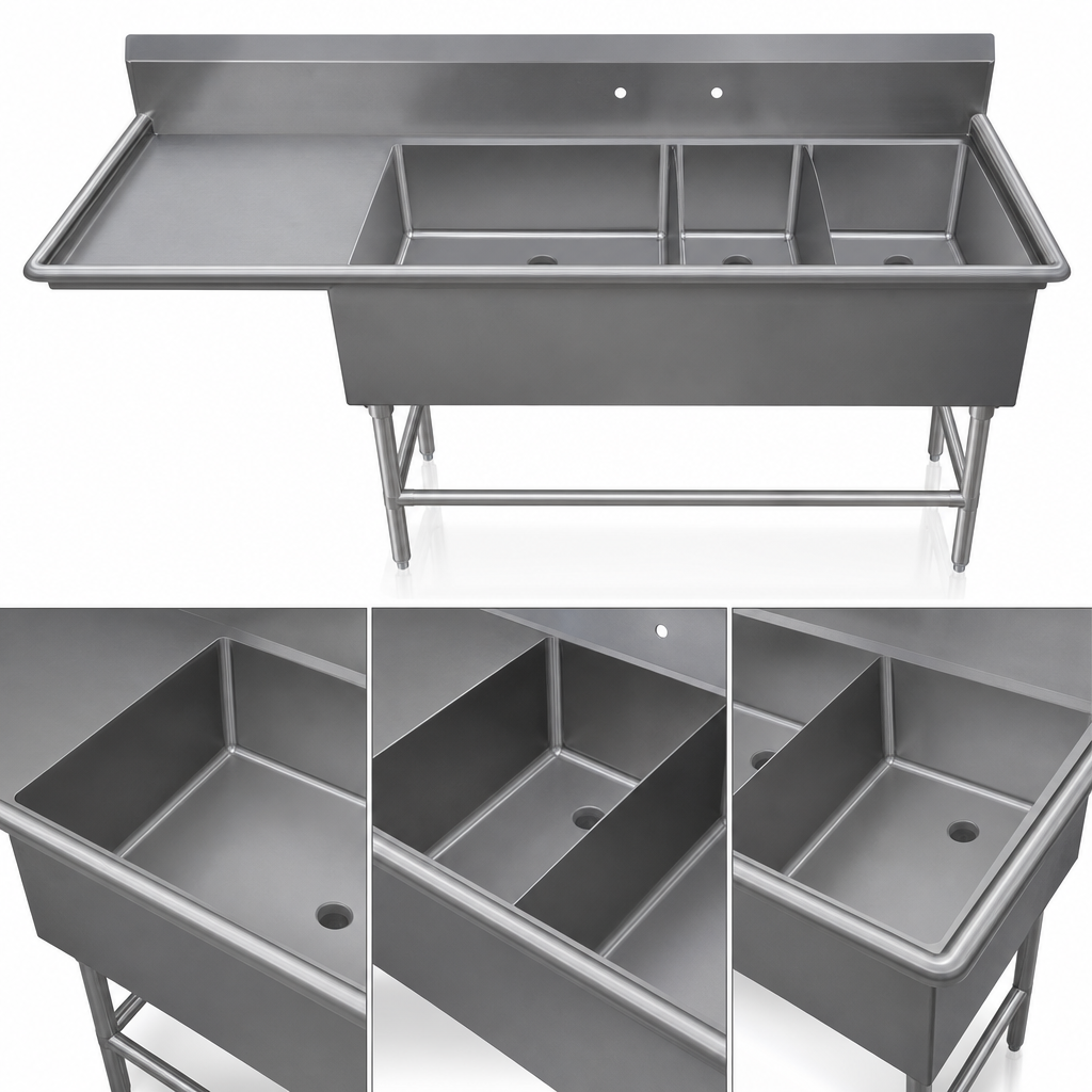 Three-Compartment Platter Sink