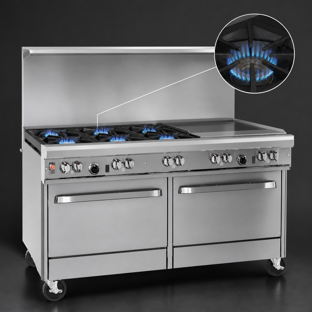 4 Open Burners with Standard Grates and Standing Pilot
