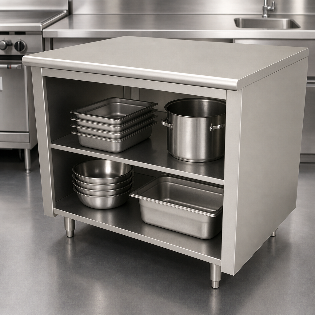 Open Front Cabinet Base With Mid-Shelf