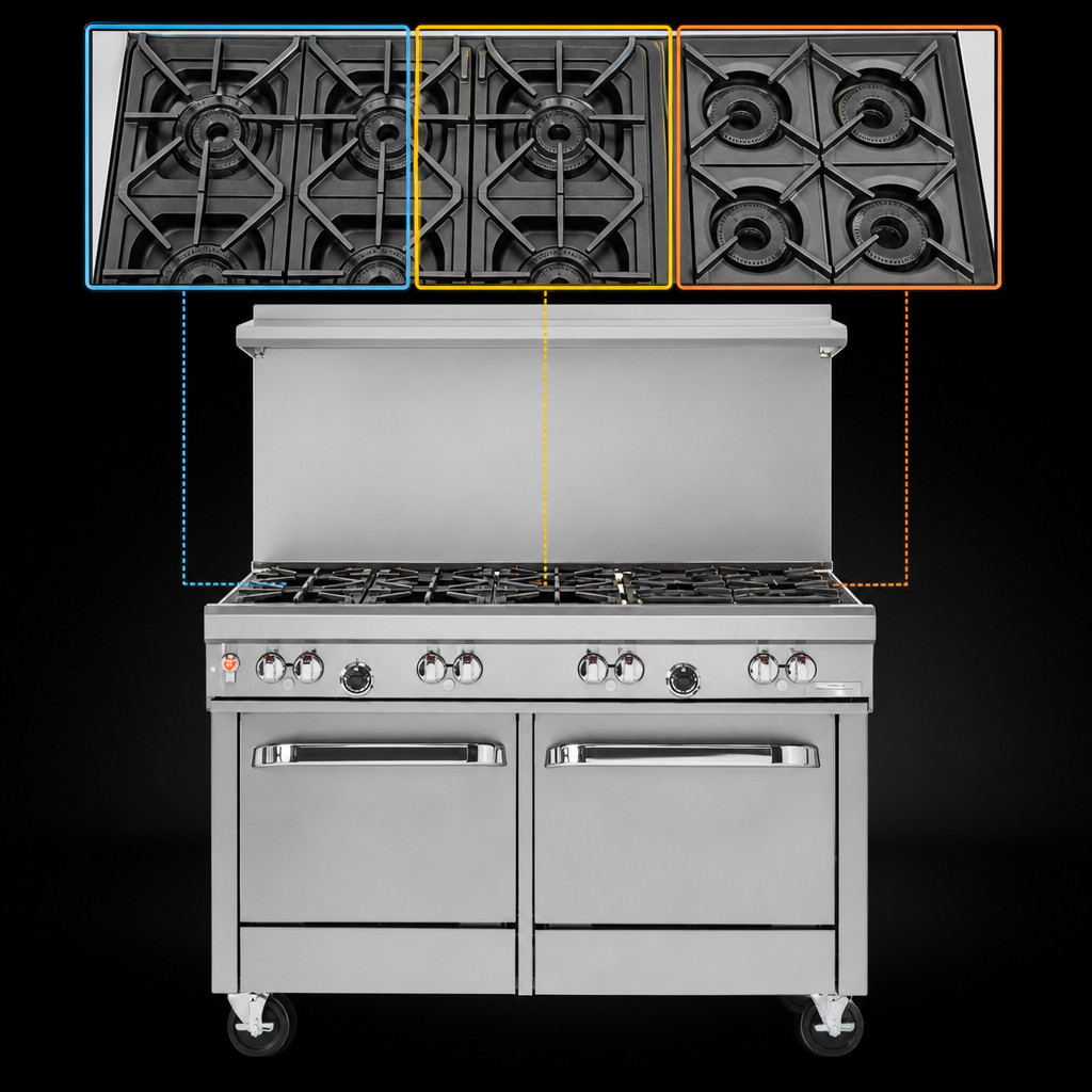 Seven Open Burner Configuration