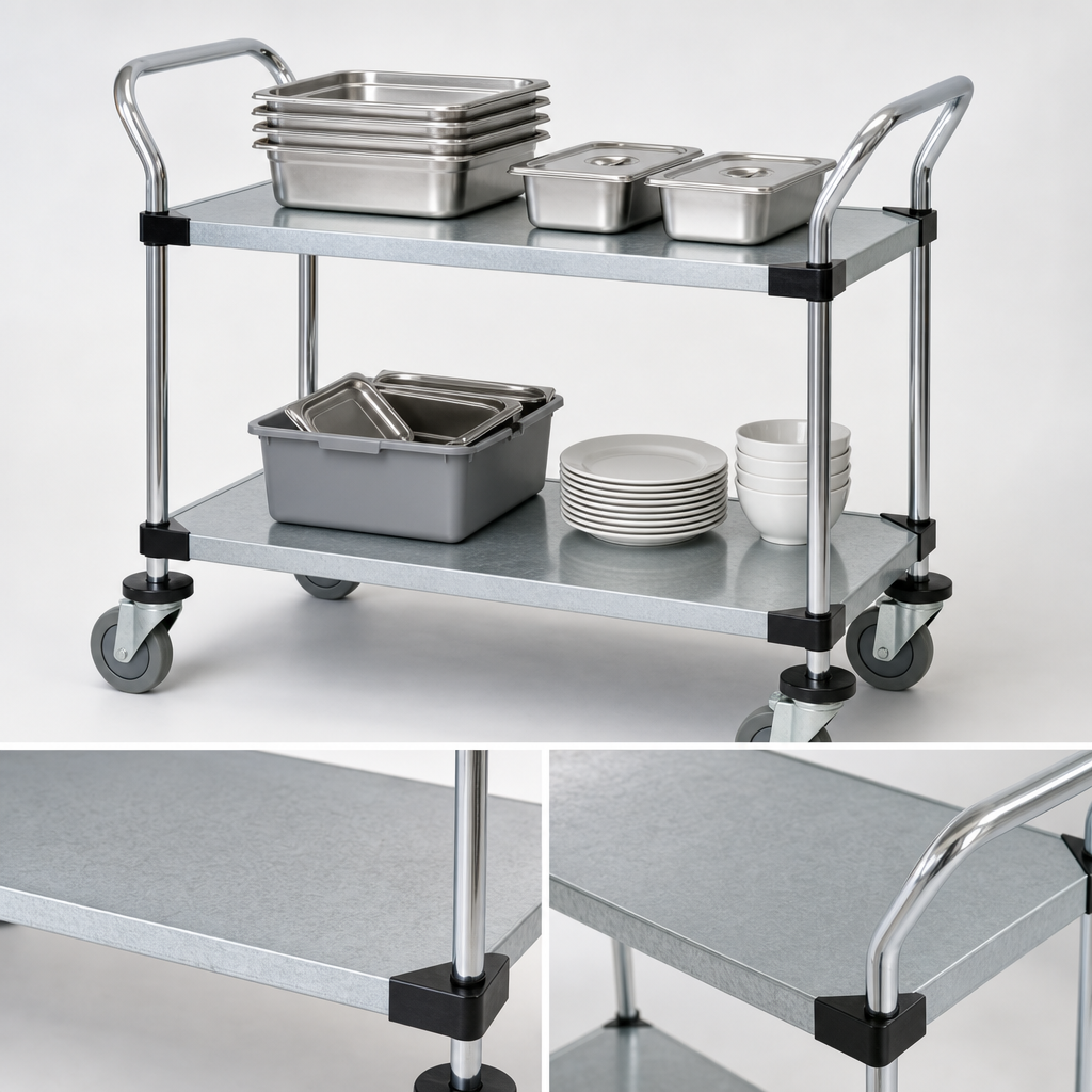 Two Galvanized Solid Shelves