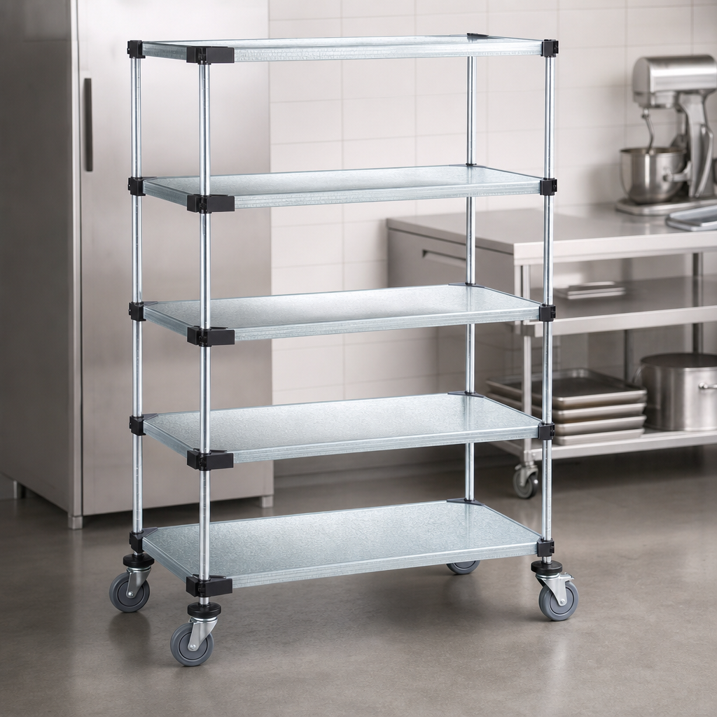Five Solid Galvanized Steel Shelves
