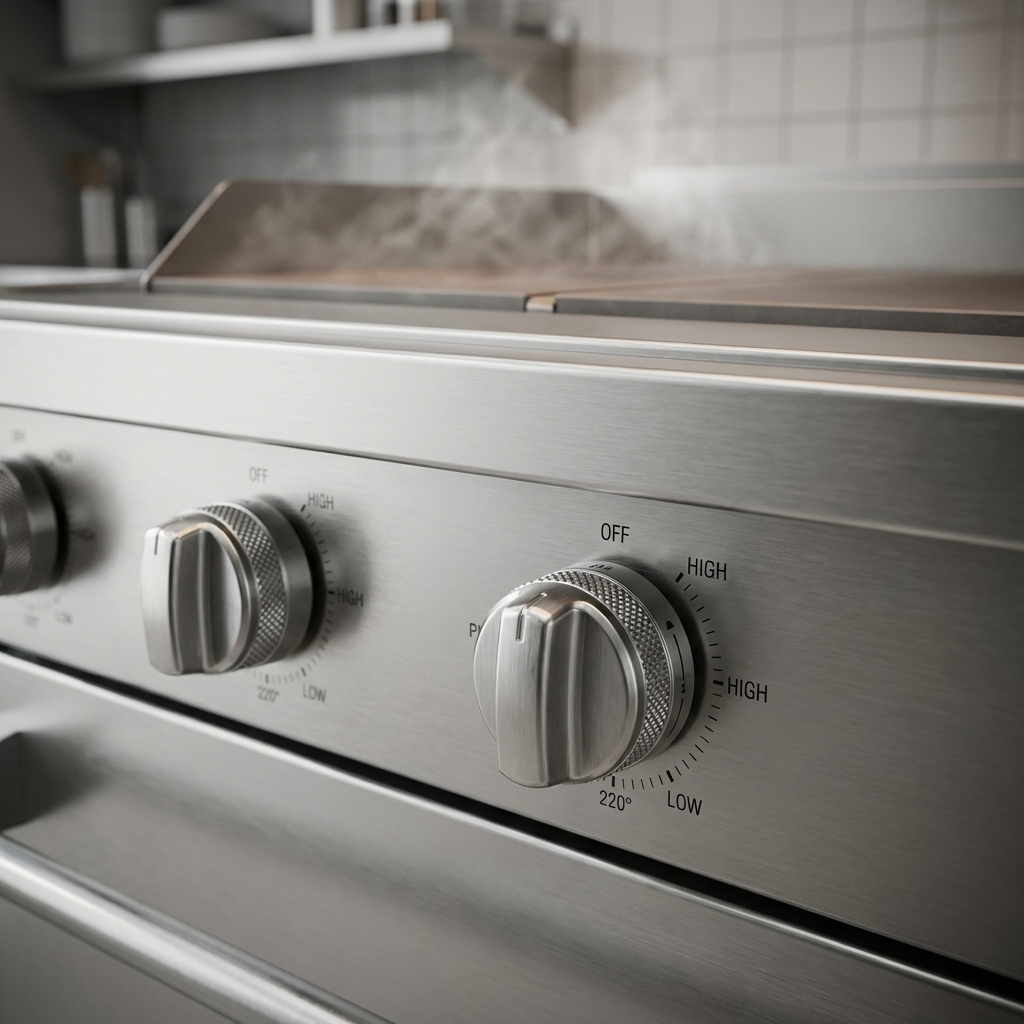 Experience precise heat management for your plancha with the Titan JTRH-30IP-30's infinite control adjustments.