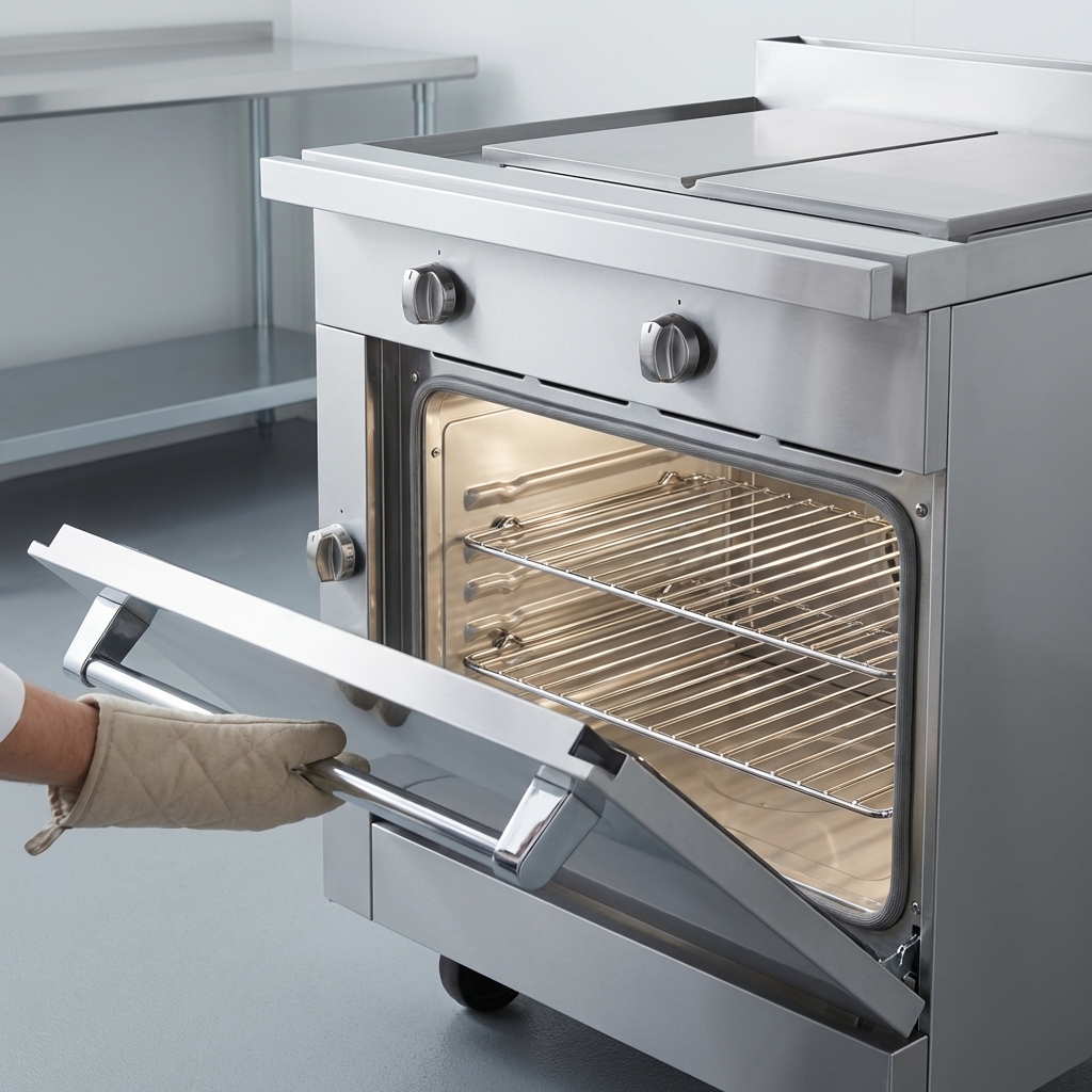 This image highlights the spacious standard oven base of the Titan JTRH-30IP-30, featuring two versatile chrome-plated racks for expanded cooking capacity.