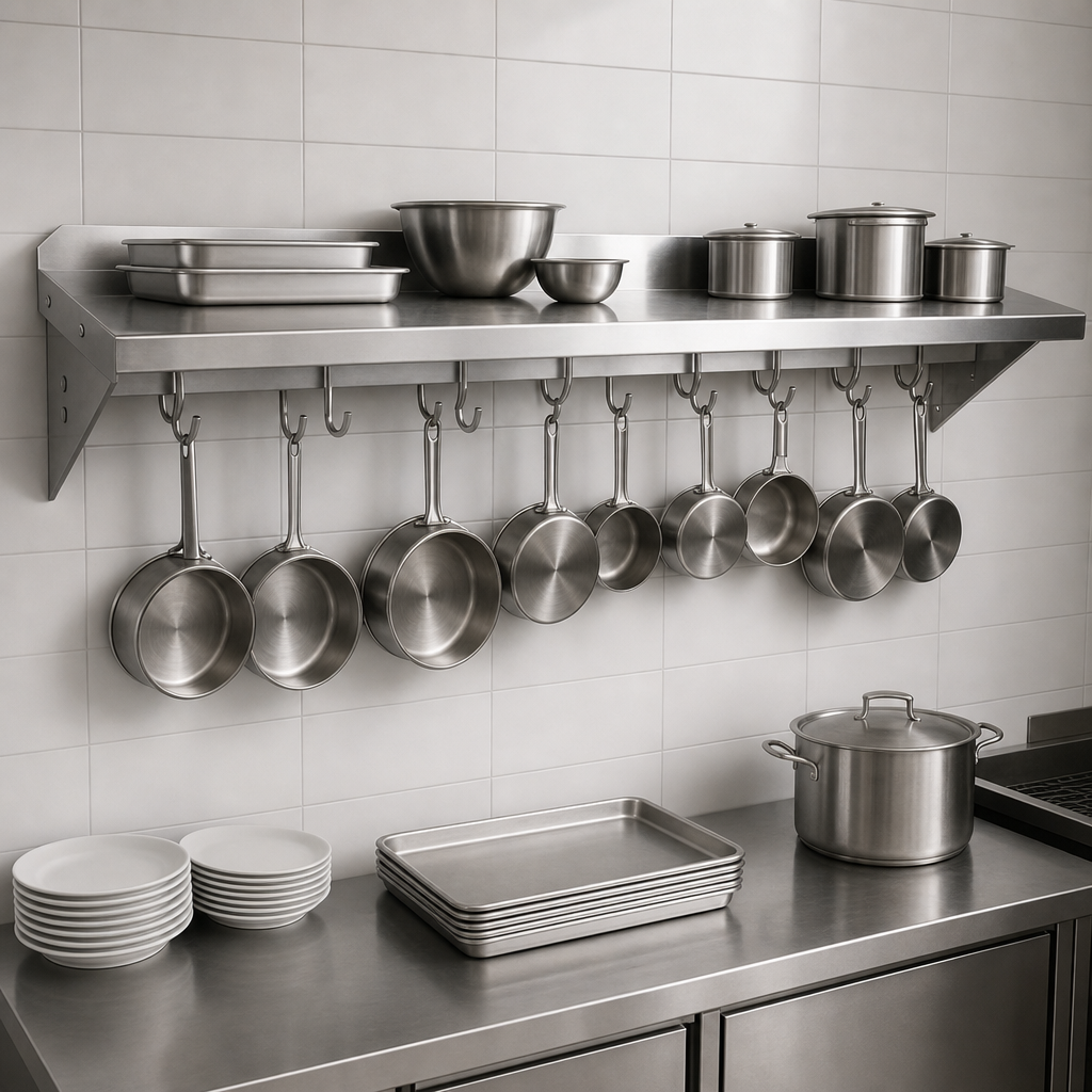 Wall-Mounted Pot Rack Shelf