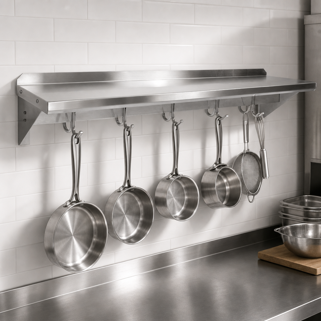 Integrated Pot Rack Shelf