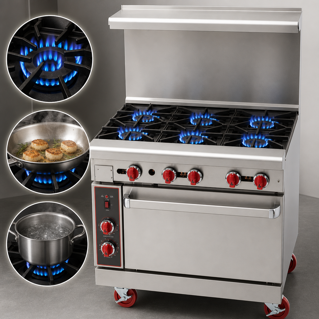 Six 32,000 BTU Open Burners