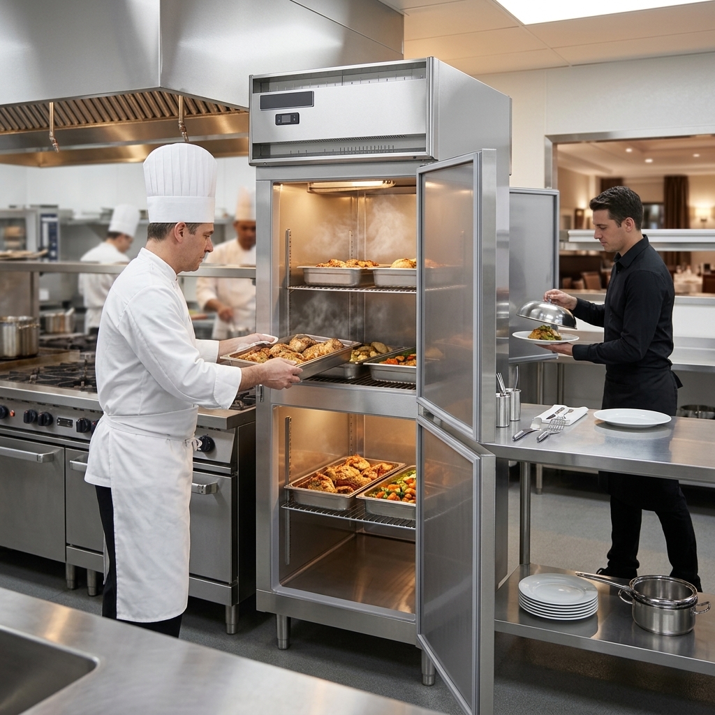 Efficiently streamline kitchen operations with this heated holding cabinet's convenient pass-thru design, allowing access from both sides.