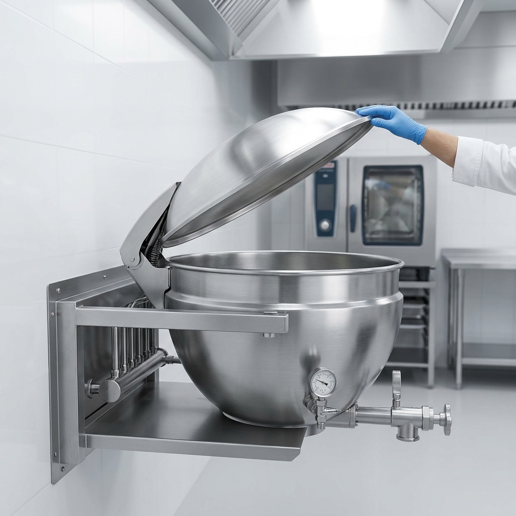 Experience effortless and safe operation with the kettle's actuator-assisted domed cover.