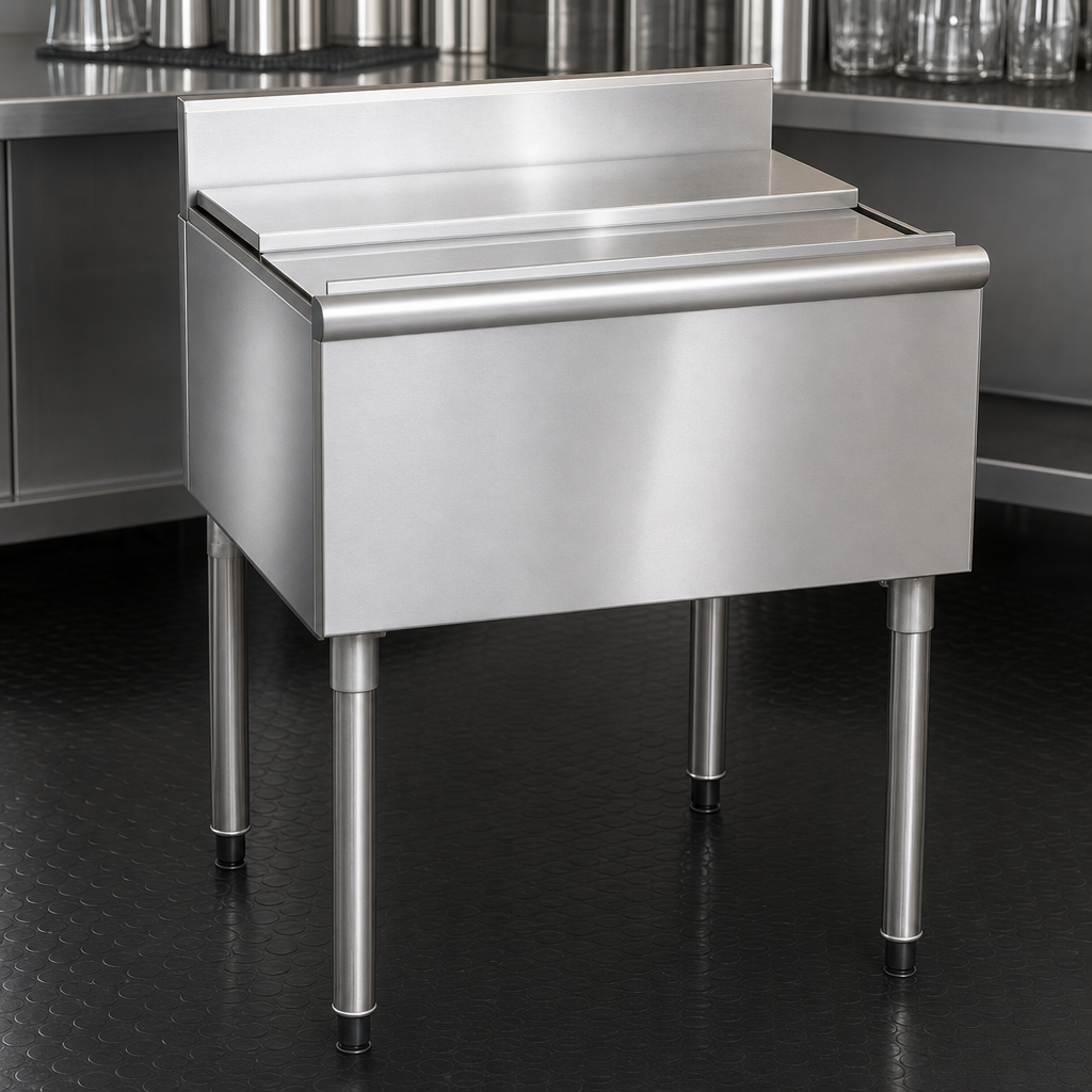 304 Stainless Steel Top, Front, Backsplash, Bin, and Sliding Cover