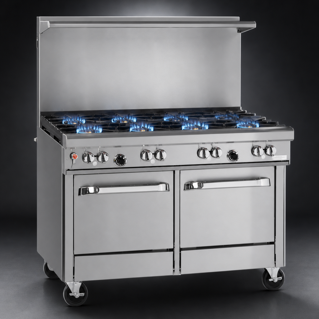 Eight Non-Clog Open Burners