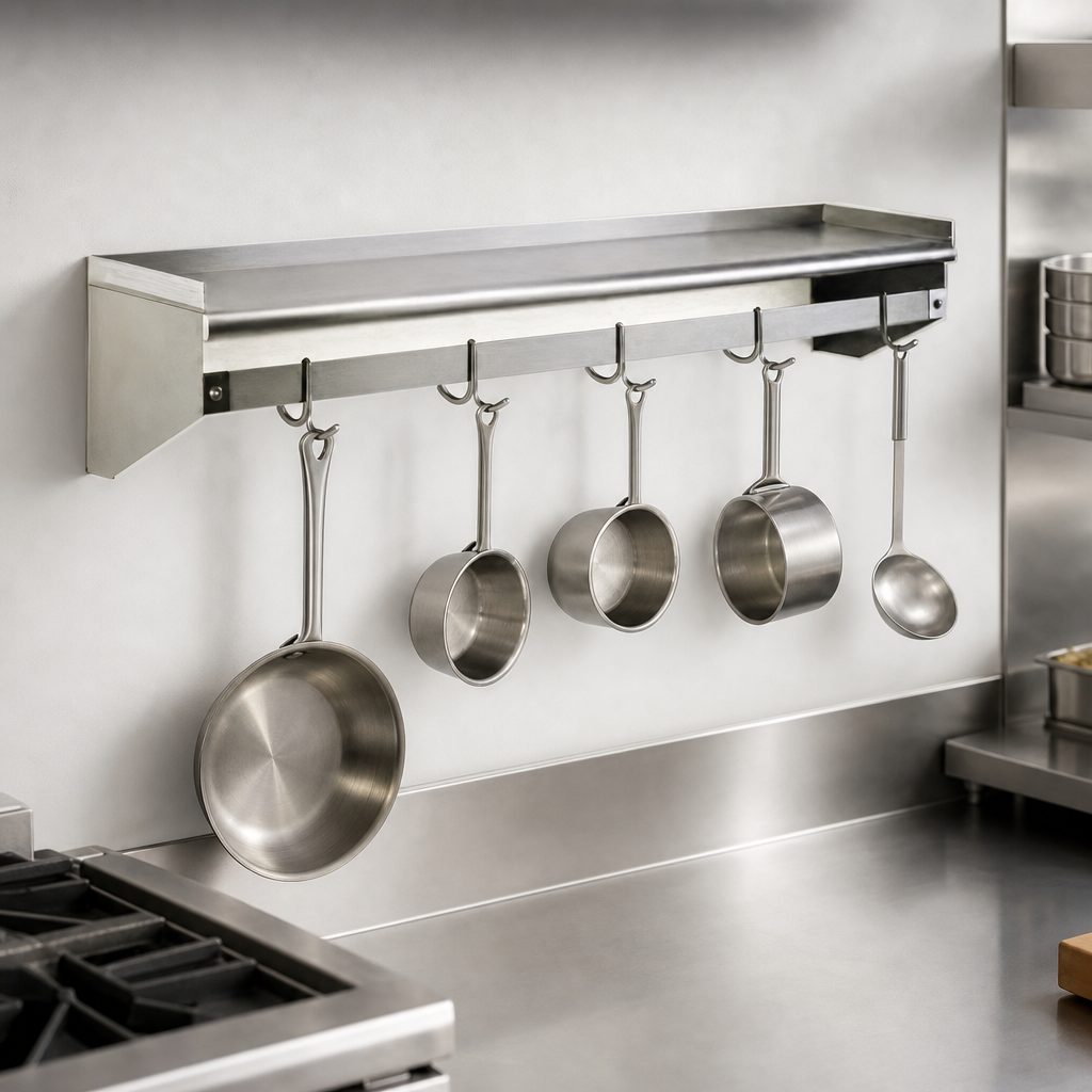Wall-Mounted Pot Rack Shelf