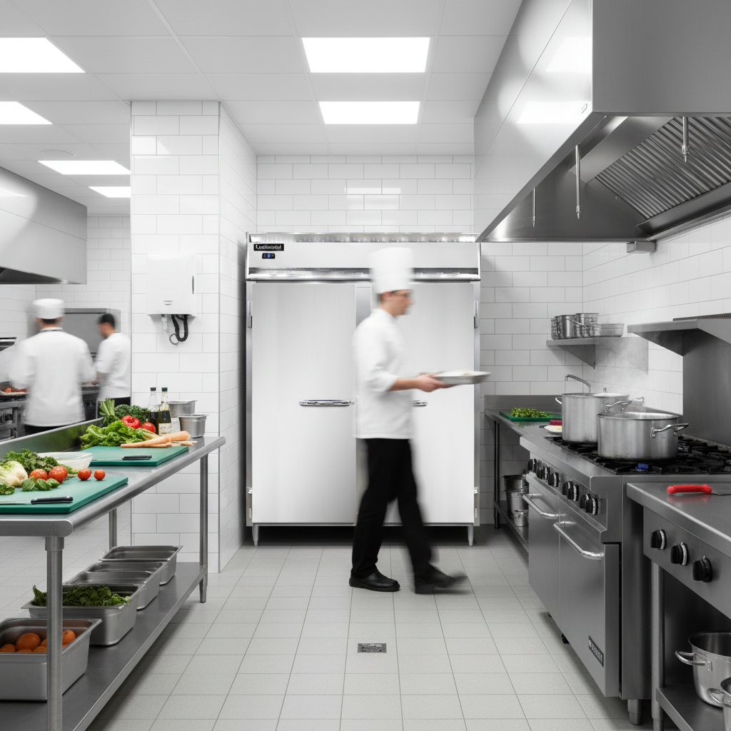 Optimize your kitchen's footprint with this shallow-depth reach-in freezer, designed for seamless integration into limited spaces.