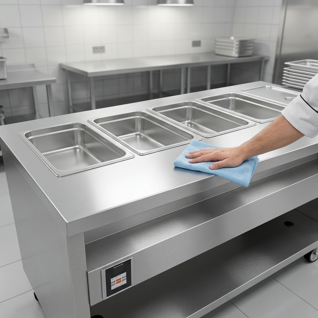 Built for lasting performance, the heavy-duty 16 gauge, 300 Series stainless steel top offers exceptional durability and hygiene.