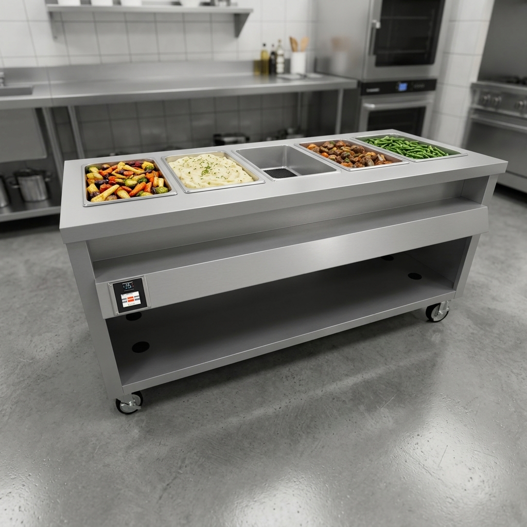 Experience superior food quality with this Thurmaduke mobile well unit, featuring five completely waterless heat wells for efficient, steam-free operation.