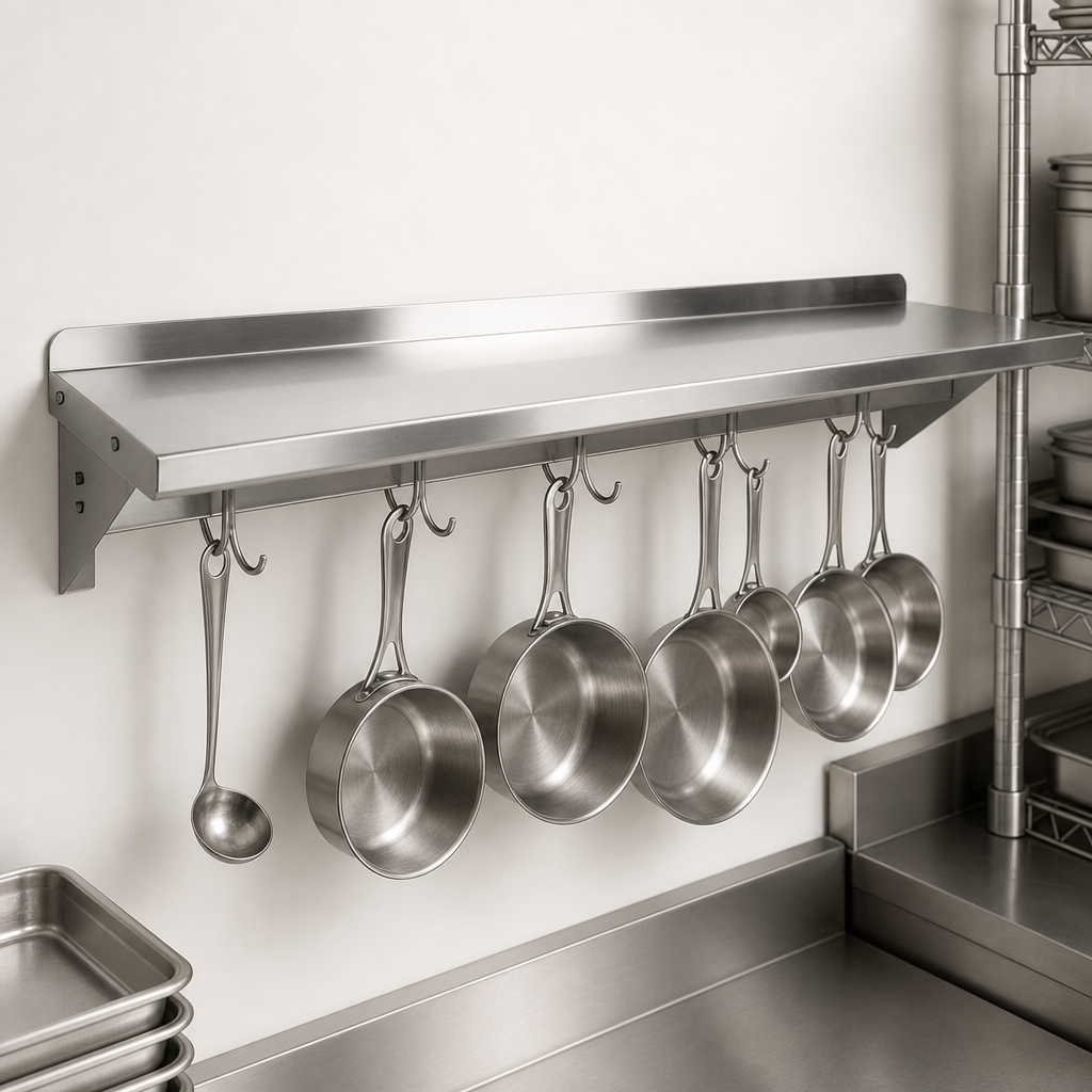 Integrated Pot Rack Shelf
