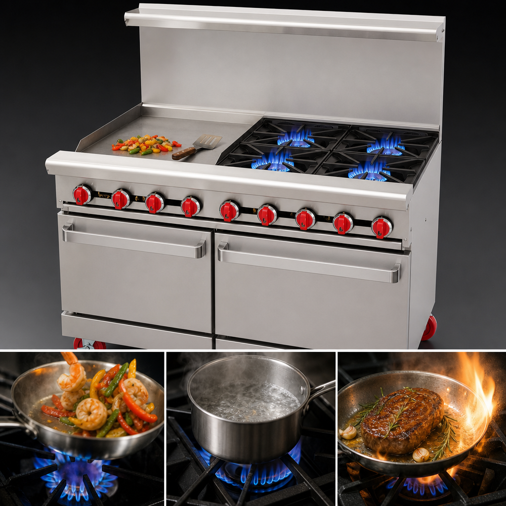 Four 32,000 BTU Open Burners