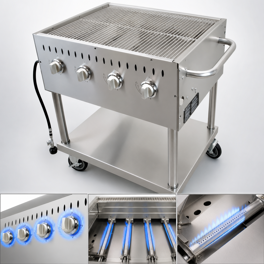 Four Stainless Steel Burners