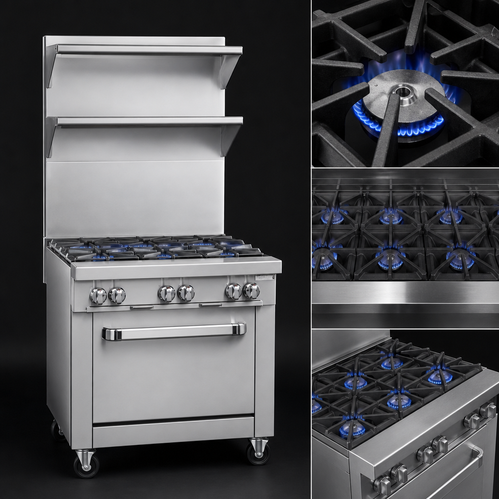 Eight 35,000 BTU Open-Top Burners