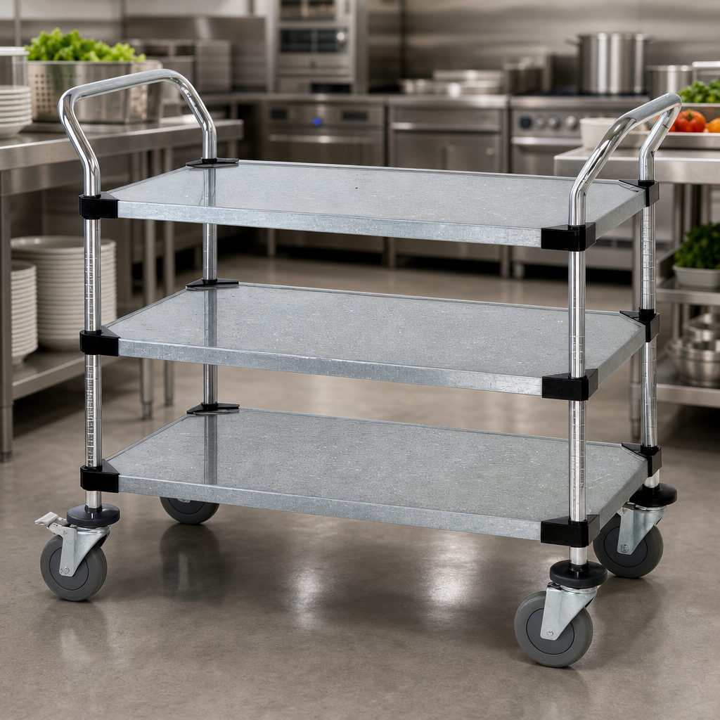 Three Solid Galvanized Shelves