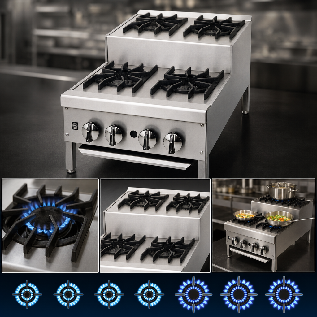 Seven Open Burners