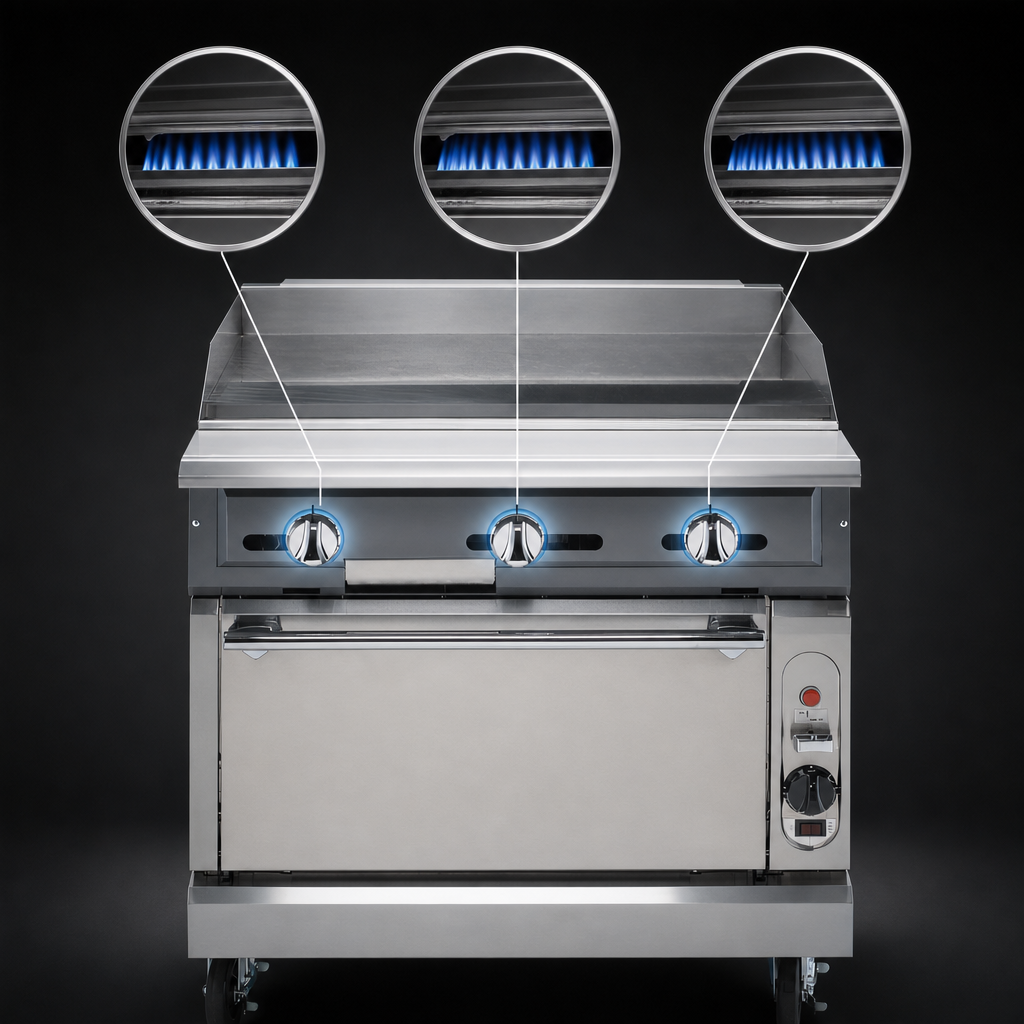 Three 30,000 BTU Burners
