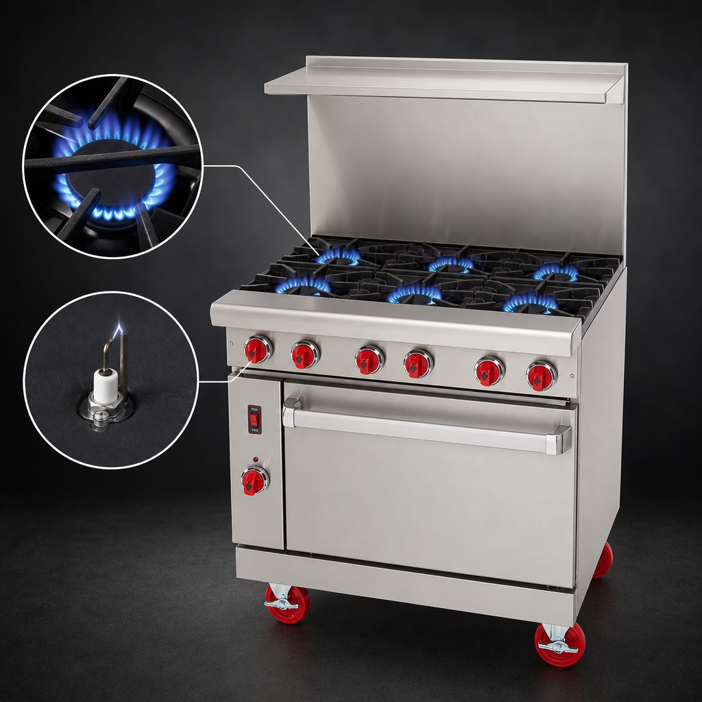 Six 22,000 BTU Open Burners