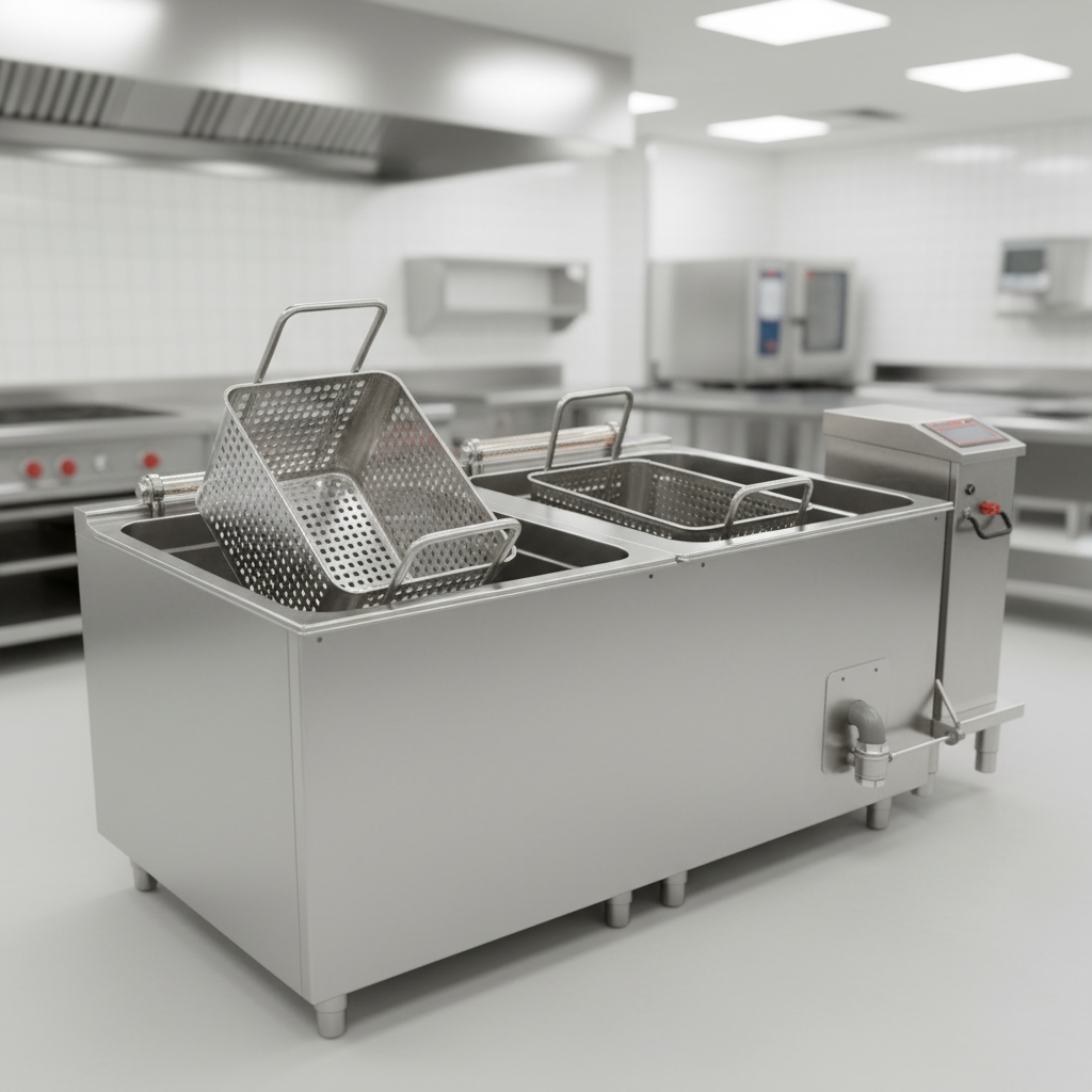 Experience unparalleled cooking versatility with dual robust AISI 316 stainless steel cooking vessels featuring perforated baskets and convenient electric tilting.